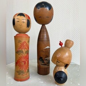 Japanese Kokeshi Wooden Doll Carved Hand Painted Signed Art Vintage